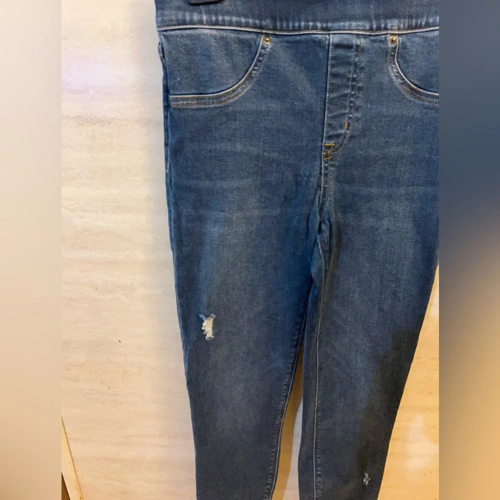 SPANX Distressed Ankle Skinny Jeans High-Rise Tummy Shaping